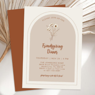 Terracotta Bloemrijke Friendsgiving Dinner Uitnodi Kaart