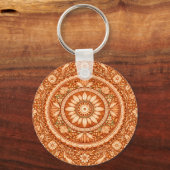 Terracotta Bloemrijke Mandala Sleutelhanger (Voorkant)