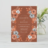 Terracotta Bloemstuk Bruiloft Kaart (Staand voorkant)