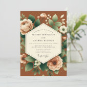 Terracotta Bloom Autumn Wedding Kaart (Staand voorkant)