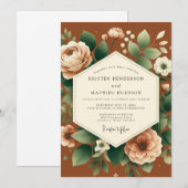 Terracotta Bloom Autumn Wedding Kaart (Voorkant / Achterkant)