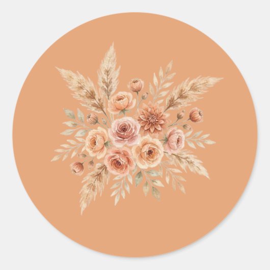 Terracotta Bloom Bloem Sticker (Voorkant)