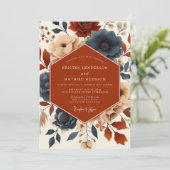 Terracotta Bloom Romance Wedding Kaart (Staand voorkant)