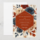 Terracotta Bloom Romance Wedding Kaart (Voorkant / Achterkant)