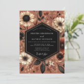 Terracotta Bloom Romantisch Huwelijk Kaart (Staand voorkant)