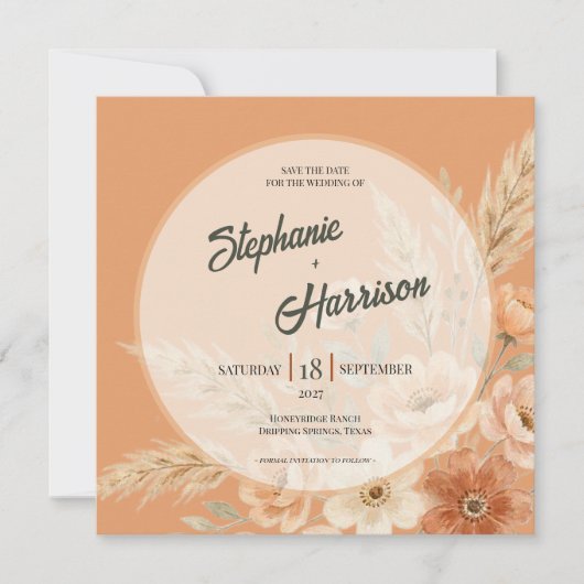 Terracotta Bloom Save the Date (Voorkant)