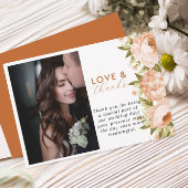 Terracotta Blooming Roos Hydrangea Bloemenbruiloft Bedankkaart