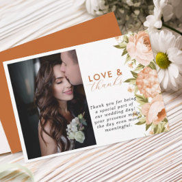 Terracotta Blooming Roos Hydrangea Bloemenbruiloft Bedankkaart