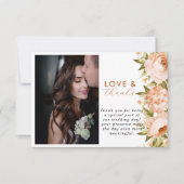 Terracotta Blooming Roos Hydrangea Bloemenbruiloft Bedankkaart (Voorkant)