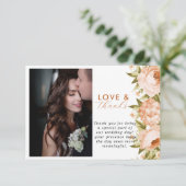 Terracotta Blooming Roos Hydrangea Bloemenbruiloft Bedankkaart (Staand voorkant)