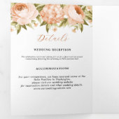 Terracotta Blooming Roos Hydrangea Bloemenbruiloft Drieluik Aankondiging (Binnenzijde eerst)