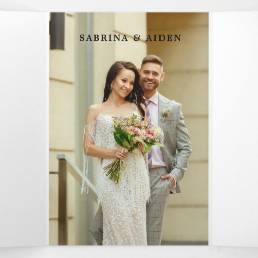 Terracotta Blooming Roos Hydrangea Bloemenbruiloft Drieluik Aankondiging (Binnenkant midden)