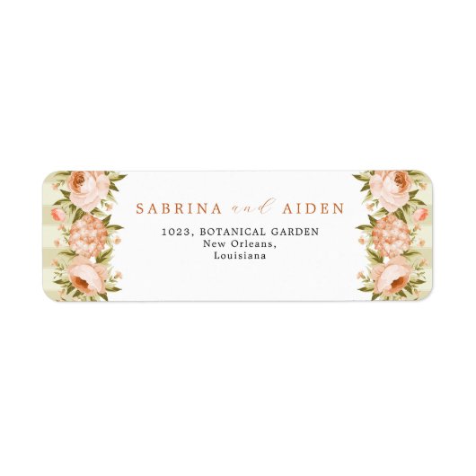 Terracotta Blooming Roos Hydrangea Bloemenbruiloft Etiket (Voorkant)