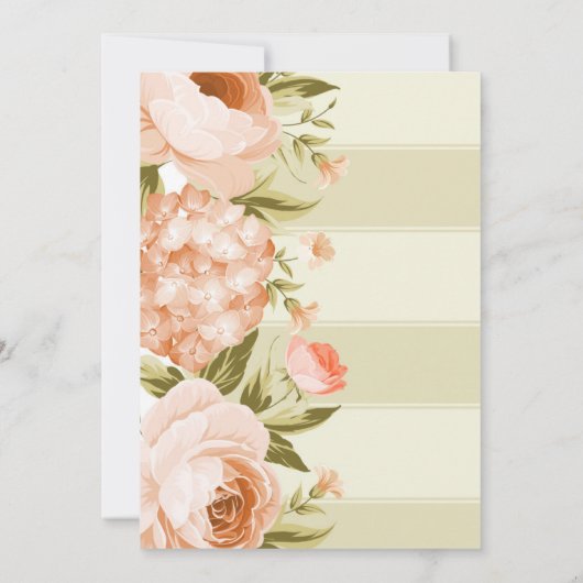 Terracotta Blooming Roos Hydrangea Bloemenbruiloft Kaart (Achterkant)