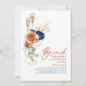 Terracotta & Blue Brunch en Bubbly Vrijgezellenfee Kaart (Voorkant)