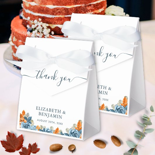 Terracotta Blue Rust Eucalyptus Monogram Bedankt Bedankdoosjes