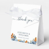 Terracotta Blue Rust Eucalyptus Monogram Bedankt Bedankdoosjes (Voorkant Zijde)