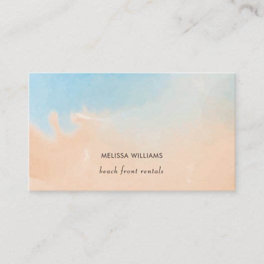 Terracotta Blue Watercolor Ocean  Visitekaartje (Voorkant)