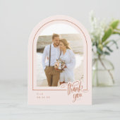 Terracotta Blush 2 foto bruiloft bedankkaart Kaart (Staand voorkant)