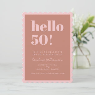 Terracotta Blush 50th Scallop Verjaardagsfeest Kaart