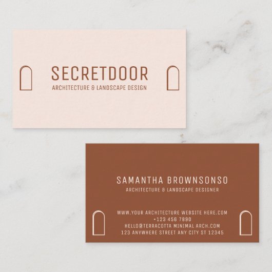 Terracotta Blush Architecture Window Deuren Logo Visitekaartje (Voorkant / Achterkant)