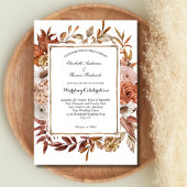 Terracotta Blush Boho Bloemen Botanische Bruiloft Kaart