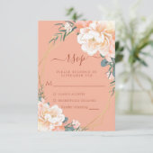 Terracotta Blush Cream Perzik Goud Bloemen Bruilof RSVP Kaartje (Staand voorkant)