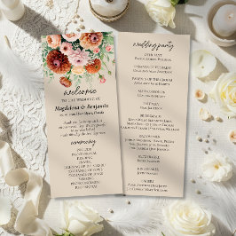 Terracotta Blush & Crème Bloemen Bruiloftsprogramm