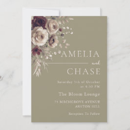 Terracotta Blush Dusty Floral Wedding Kaart