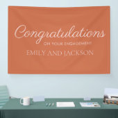 Terracotta Blush Elegant Script Verloving Spandoek (Beurs)