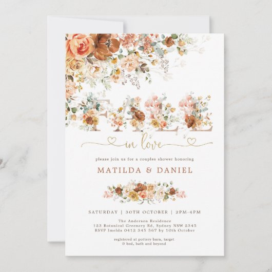 Terracotta Blush Flower Herfst in Love Vrijgezelle Kaart (Voorkant)