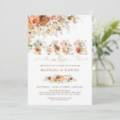 Terracotta Blush Flower Herfst in Love Vrijgezelle Kaart (Staand voorkant)