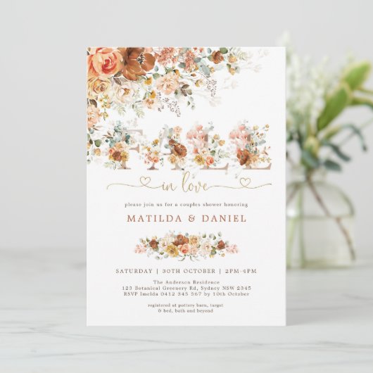 Terracotta Blush Flower Herfst in Love Vrijgezelle Kaart (Staand voorkant)