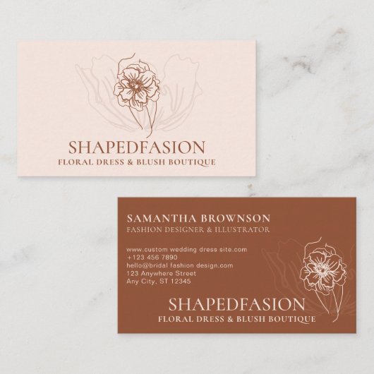 Terracotta Blush Flower Prom Dresses Seamstress Visitekaartje (Voorkant / Achterkant)