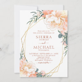 Terracotta Blush Gold Peach Cream Floral Wedding Kaart