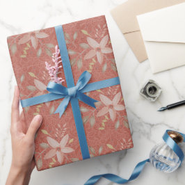 Terracotta Blush Lace Waterverf Cadeaupapier