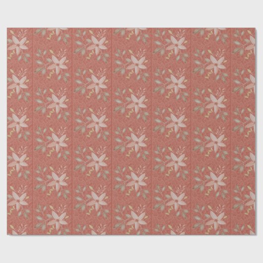 Terracotta Blush Lace Waterverf Cadeaupapier (Vlak)