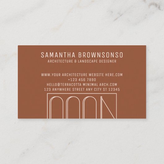 Terracotta Blush Minimal Architecture-vensterdeur Visitekaartje (Achterkant)