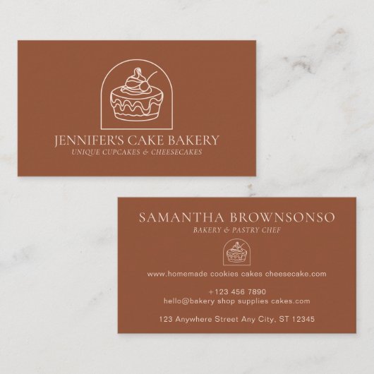 Terracotta Blush Pastry Chef Bakery Cheesecake Visitekaartje (Voorkant / Achterkant)