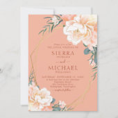 Terracotta Blush Peach Cream Gold Floral Wedding Kaart (Voorkant)
