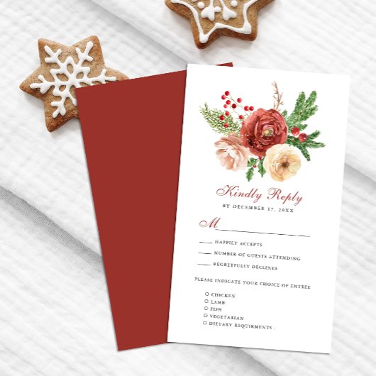 Terracotta Blush Pink Floral Foliage Wedding RSVP Informatiekaartje