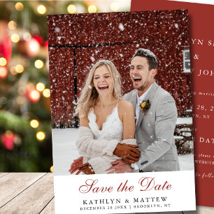 Terracotta Blush Pink Floral Pine Winter Wedding Save The Date