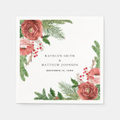 Terracotta Blush Pink Floral Pine Winter Wedding Servet (Voorkant)