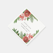 Terracotta Blush Pink Floral Pine Winter Wedding Servet (Hoek)