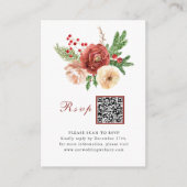 Terracotta Blush Pink Floral Wedding QR Code RSVP Informatiekaartje (Voorkant)