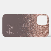 Terracotta Blush Pink Rose Gold Glitter Monogram Case-Mate iPhone Case (Achterkant (horizontaal))