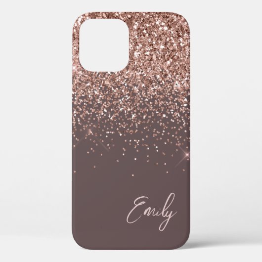 Terracotta Blush Pink Rose Gold Glitter Monogram Case-Mate iPhone Case (Achterkant)