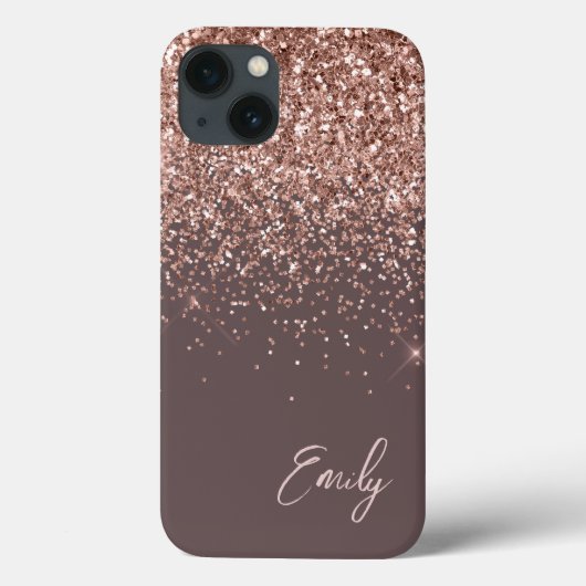 Terracotta Blush Pink Rose Gold Glitter Monogram Case-Mate iPhone Case (Achterkant)