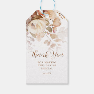 Terracotta Blush Roze Bloemige Bedankt Cadeaulabel