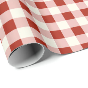 Terracotta & Blush Roze Cottagecore Gingham Cadeaupapier
